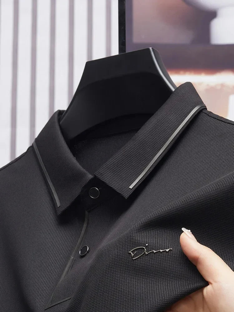 Men's Premium Luxury Polo Shirt - Seamless Cool Fabric Slim Fit Business Golf Top