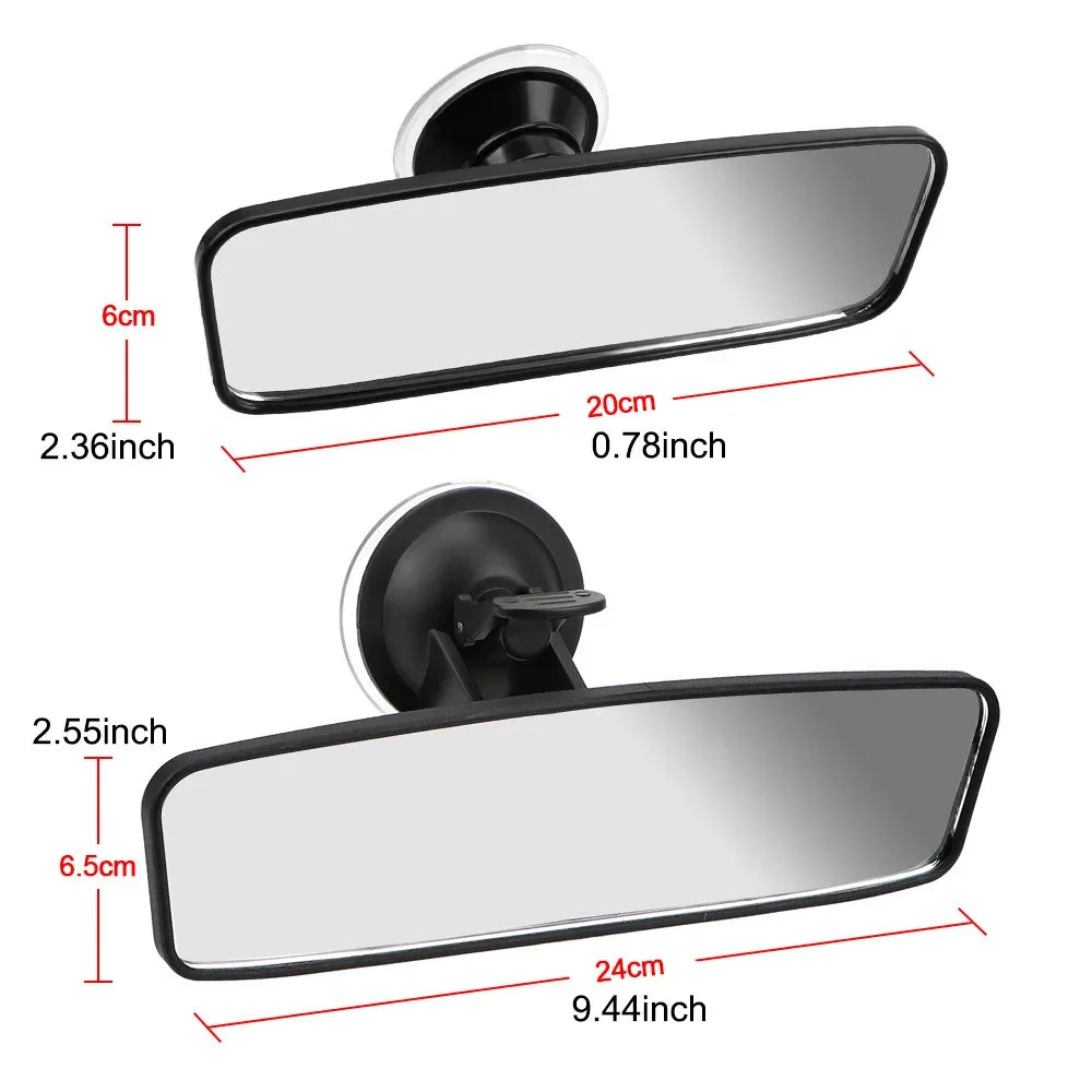360° Car Rear View Mirror - Wide-Angle Adjustable Interior Mirror with Suction Cup Mount