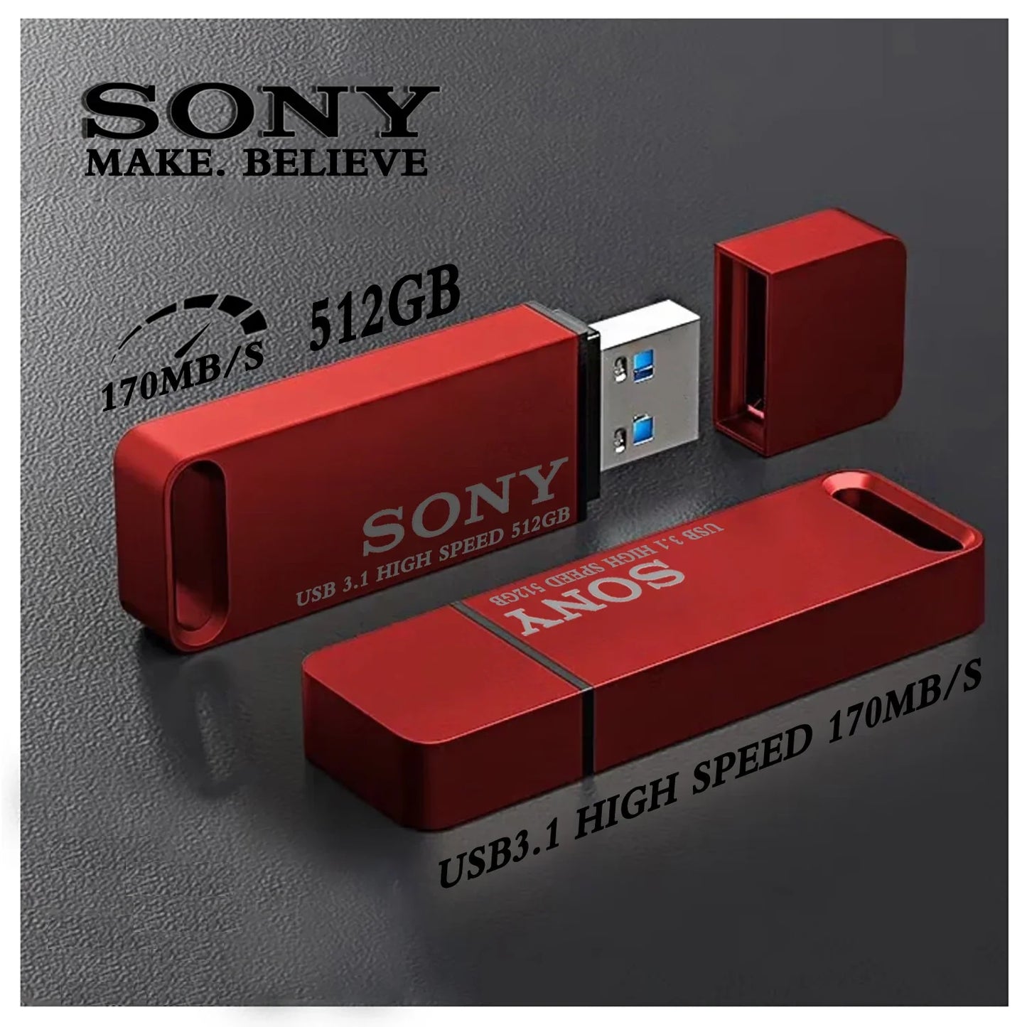 SONY High-Speed PenDrive – 2TB, 1TB, 512GB, 256GB USB Flash Drive for Xiaomi Phones, Portable Metal USB Stick
