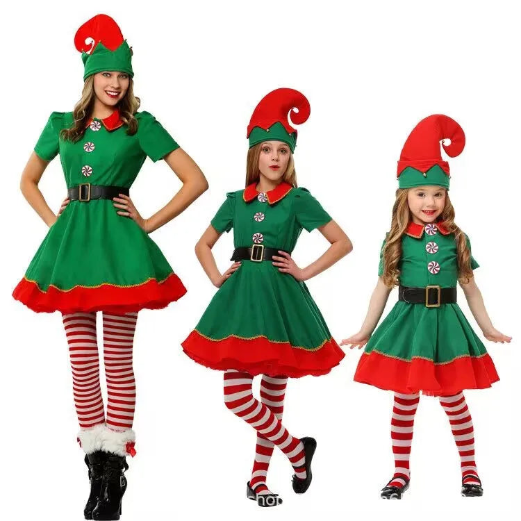 2025 Christmas Elf & Santa Costume Sets for Children and Adults β Green Elf Outfits, Holiday & Halloween Cosplay