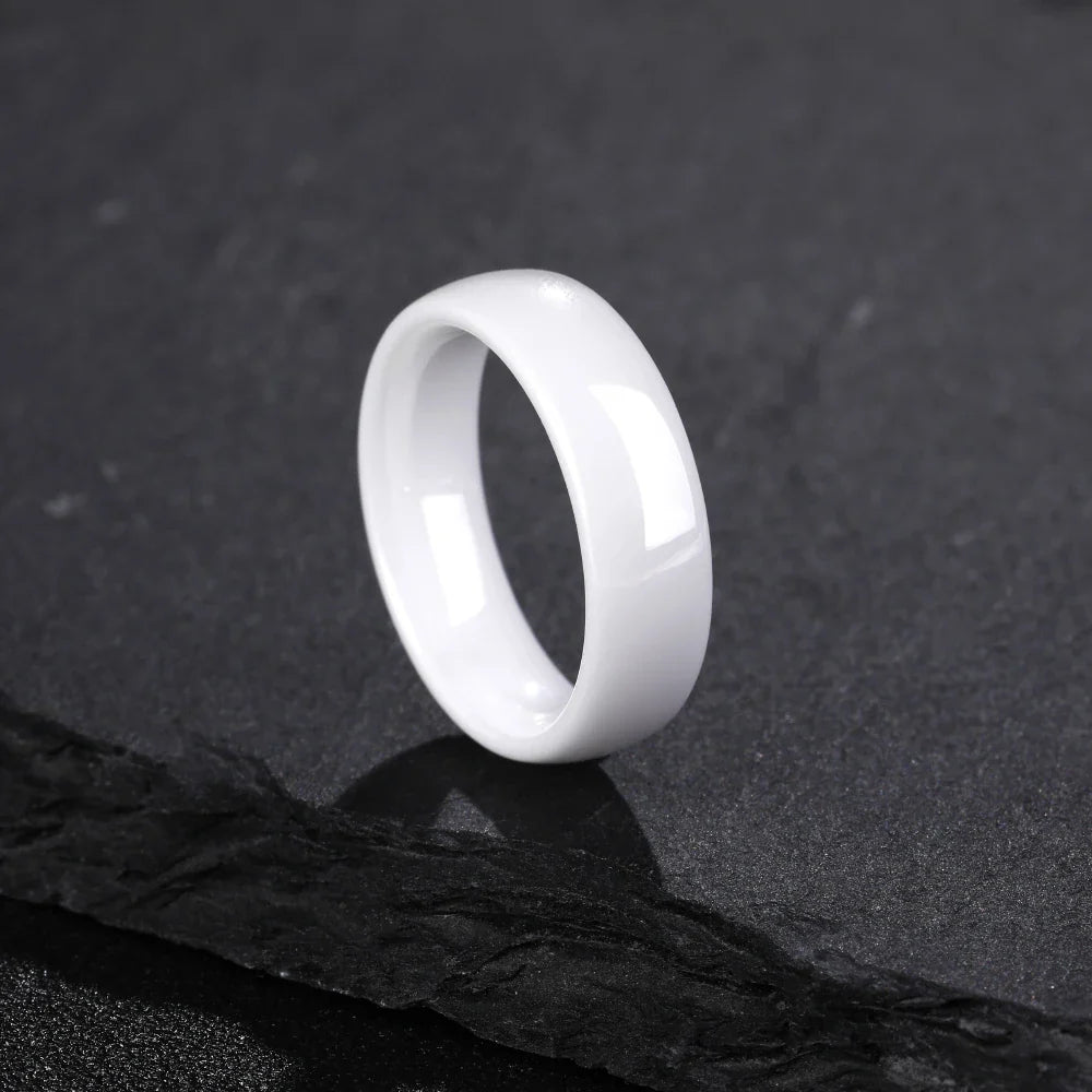Kolmnsta White Ceramic Rings – 2mm, 4mm, 6mm Polished Anti-Allergy Wedding & Engagement Bands for Men & Women