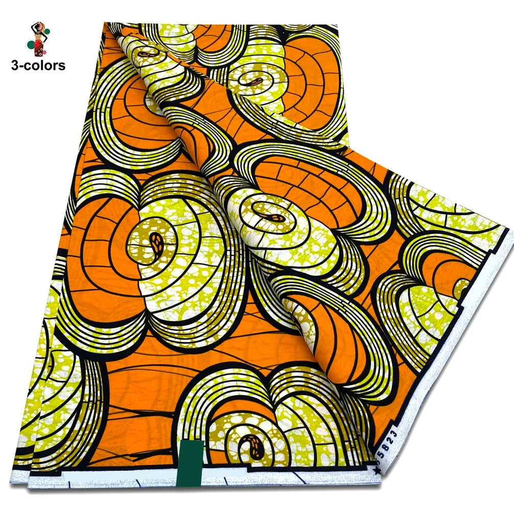 African Ankara Wax Fabric - 100% Cotton Soft Pink Pagne Fashion Print