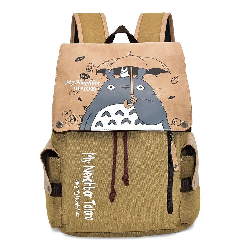 One Piece Anime Backpack – Kawaii Boys Canvas School Bag with Drawstring, Large Capacity Student Gift