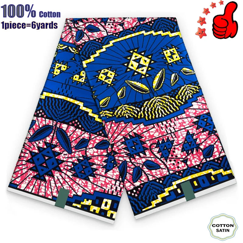 African Real Wax Print Fabric - 100% Cotton Ghana Nigeria Style Ankara Batik Sewing Material