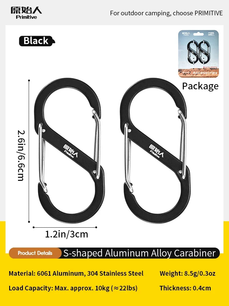 PRIMITIVE Aluminum Alloy Carabiner - Heavy Duty Dual Lock S-Biner Keychain Hook
