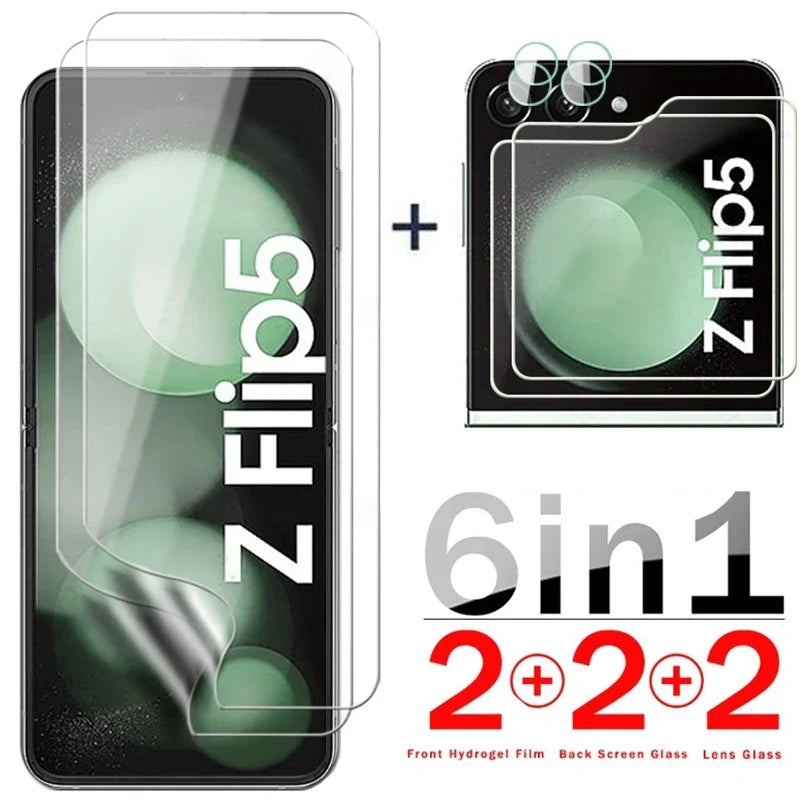6-in-1 Hydrogel Film for Samsung Galaxy Z Flip 5/6 – Rear Camera Lens & Front Screen Protector