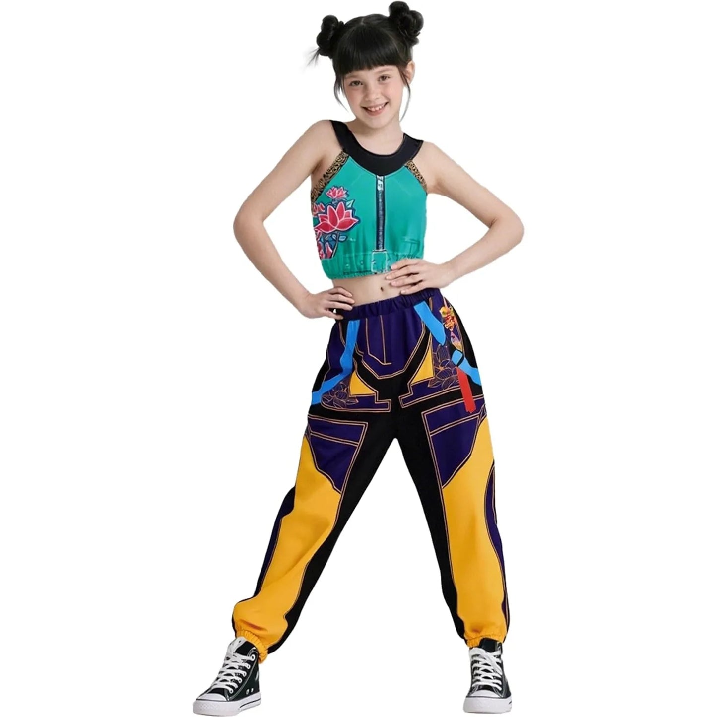 Girls Demon Pop Singer Hunters Costume ā Stage Idol Outfit for Kids Halloween and Cosplay Performance