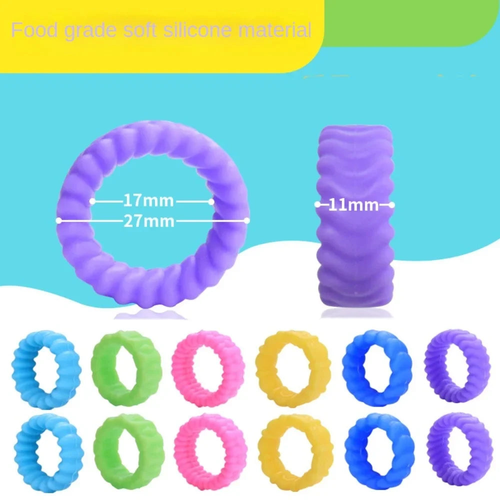 6pcs Silicone Fidget Rings - Durable Stress Relief Sensory Toys for Kids & Anxiety Reduction