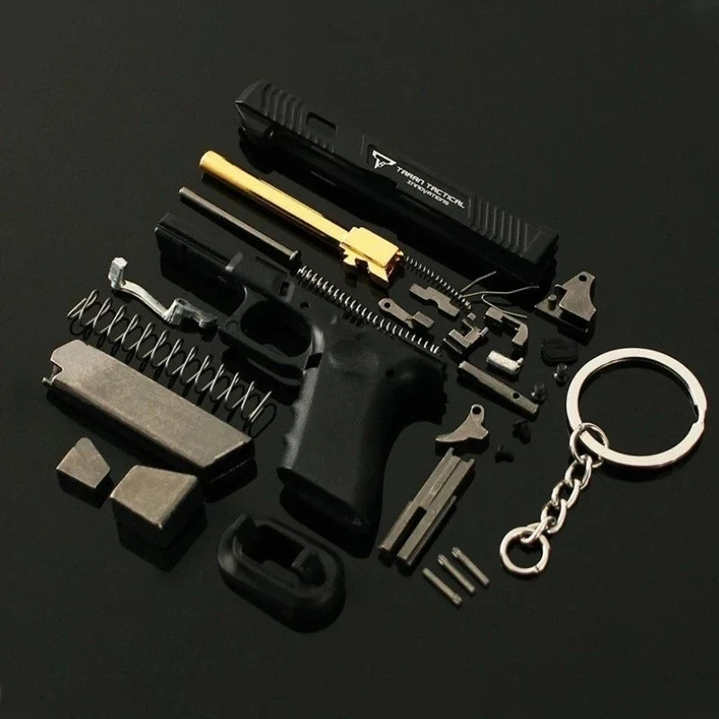 1:3 Mini G34 Pistol Model Keychain - Semi-Alloy Disassembly Toy Bag Pendant Collectible Craft