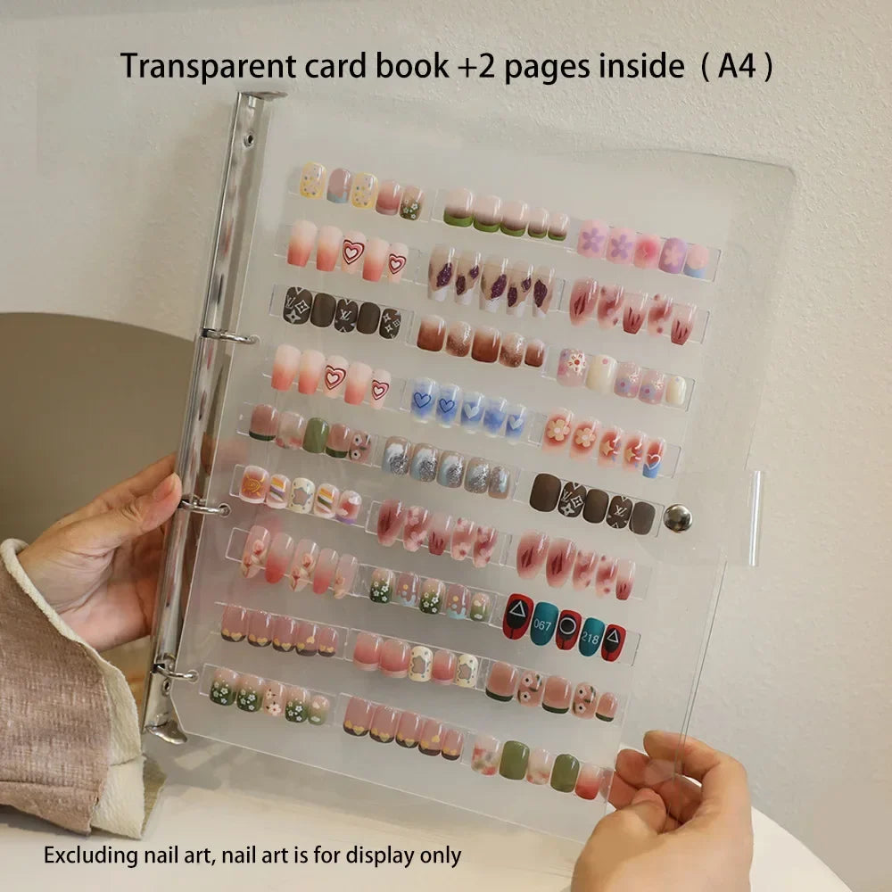 Transparent Nail Display Storage Book - Dustproof Nail Art Plate Organizer & Color Card Holder for Manicure Supplies