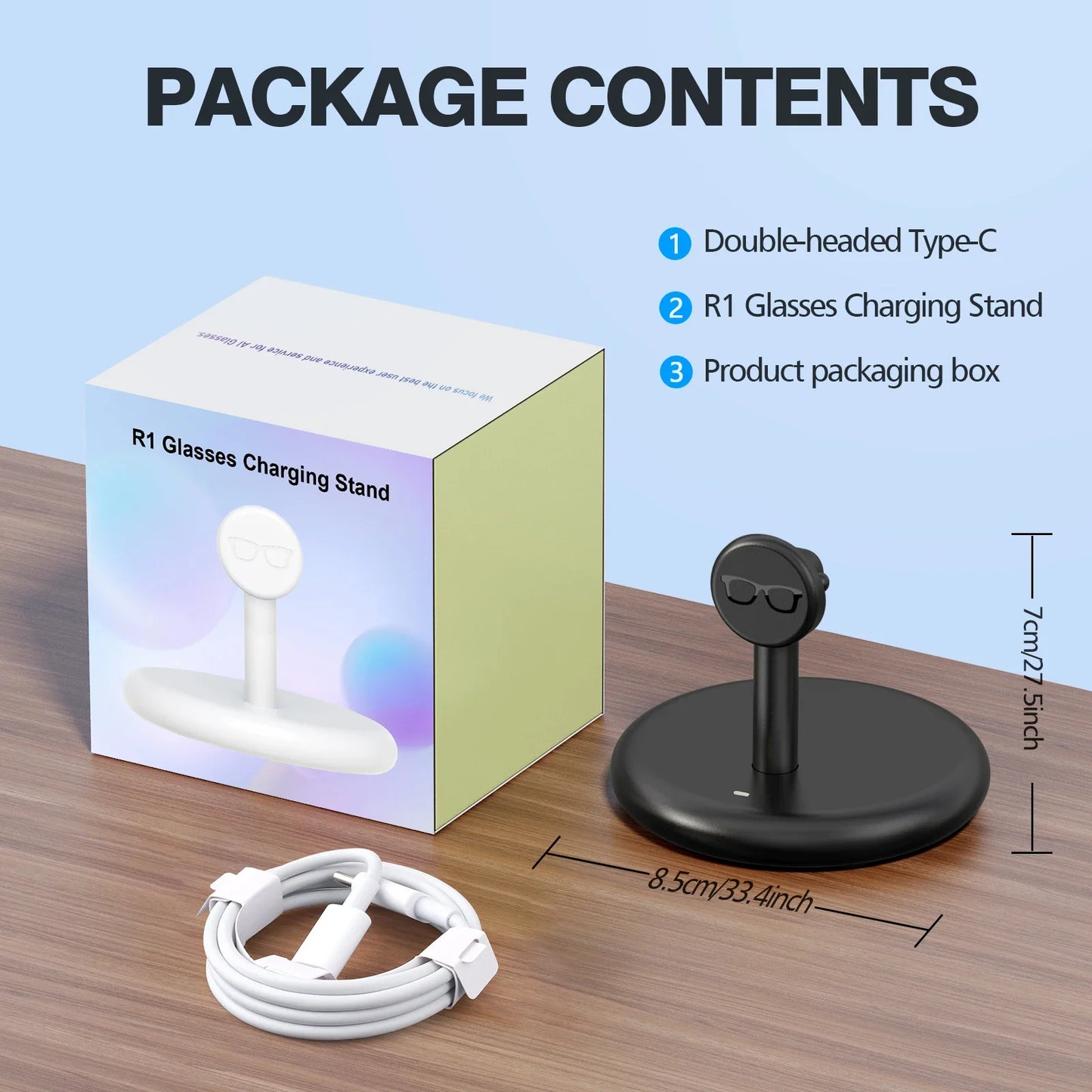 HUADAI Charging Stand for Ray-Ban Meta & Oakley Glasses ā Compatible with Wayfarer, Skyler, HSTN, Headliner GEN1 & GEN2 (RW4006, RW4008, RW4010, XY2140)