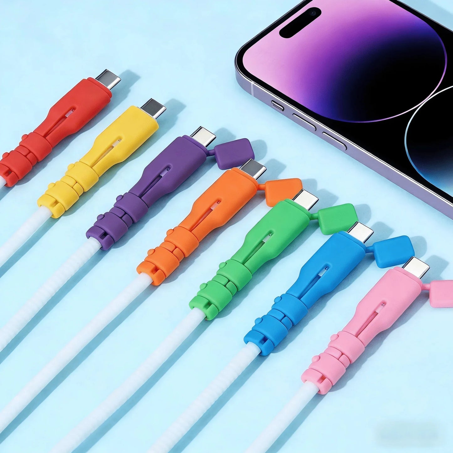 Charging Cable Protector Sleeves - Anti-Breakage Cord Organizer for USB-C Laptops, Tablets & Phones