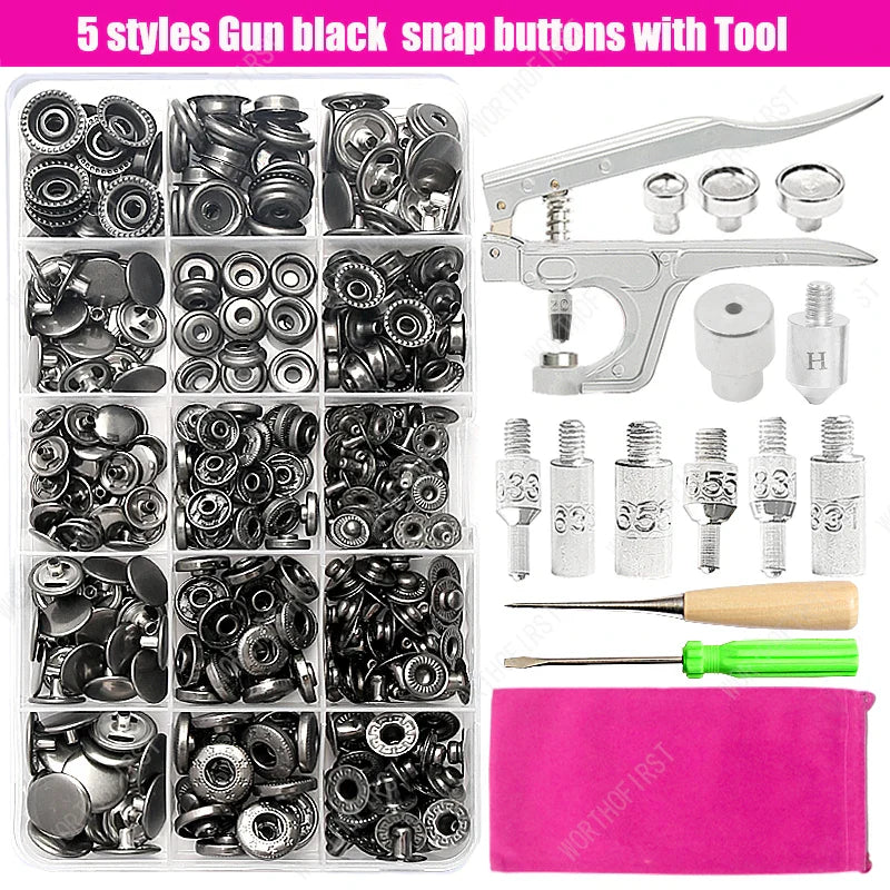 Metal Snap Fasteners Button Kit with Installation Pliers β Sewing Accessories for Jackets, Clothing & Leather Craft