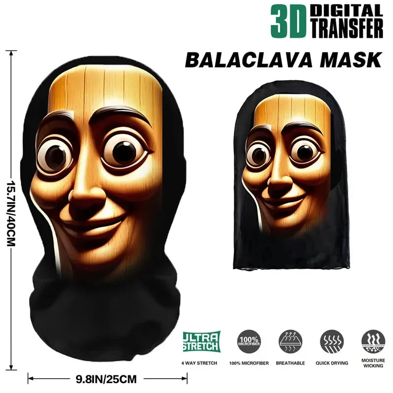 TungTungTung Sahur 3D Printed Full Face Mask - Mesh Cosplay Prop Funny Party Costume Accessory