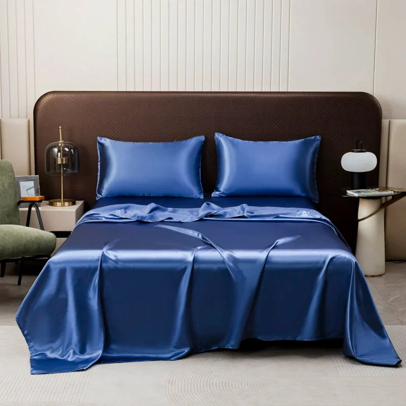 Silky Satin Bed Sheet Set for Summer β Ice Cooling Flat Sheet with Pillowcase, Single/Queen/King Sizes