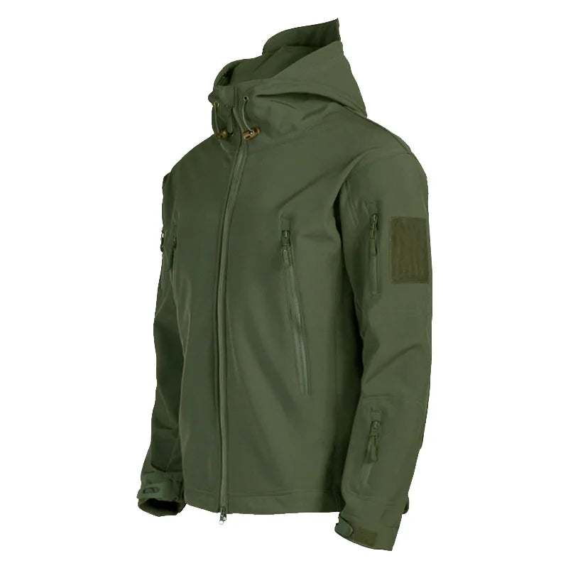 2024 Tactical Soft Shell Jacket for Men - Windproof Waterproof Breathable Fleece Hooded Combat Coat