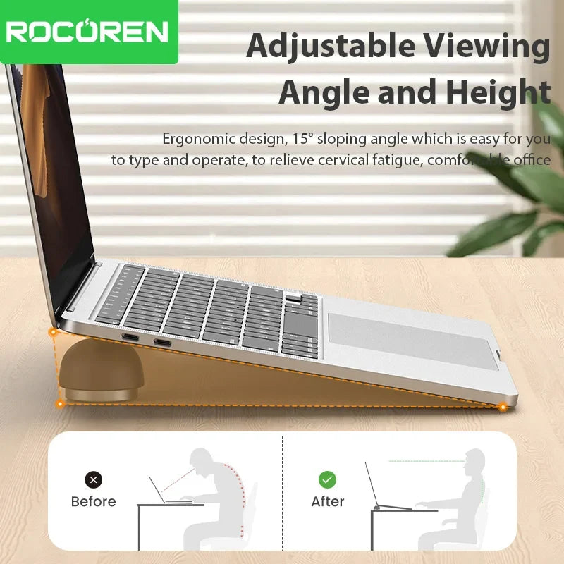 Rocoren Laptop Stand - Magnetic Mini Cooling Holder & Adjustable Support Bracket for MacBook Pro/Air