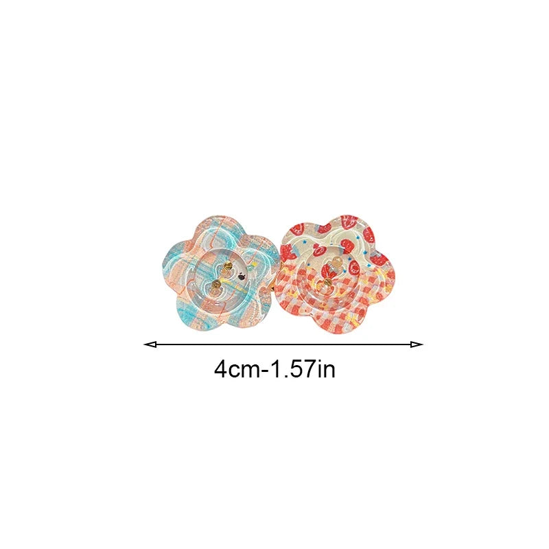 4pcs Jelly Color Block Flower Hair Clips - Cute Candy Duckbill Hairpins for Girls, Sweet Everyday Styling