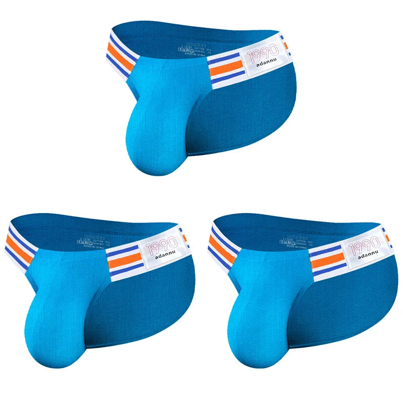 Men’s Breathable Brief Underwear 1/2/3/4PCS – High Fork Triangle Design with Striped Elastic Waistband Comfort Fit