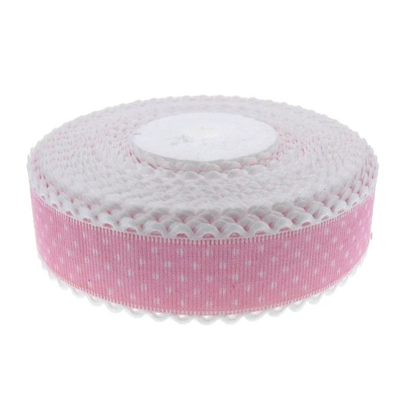 Polka Dot Lace Ribbon Roll - 20 Yards 1 Inch DIY Craft, Gift Wrapping & Scrapbooking Decoration Fabric