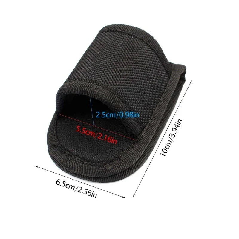Nylon Weave Flashlight Pouch - PU Leather Duty Belt Holster Open Top Holder for D Cell & Compact Flashlights