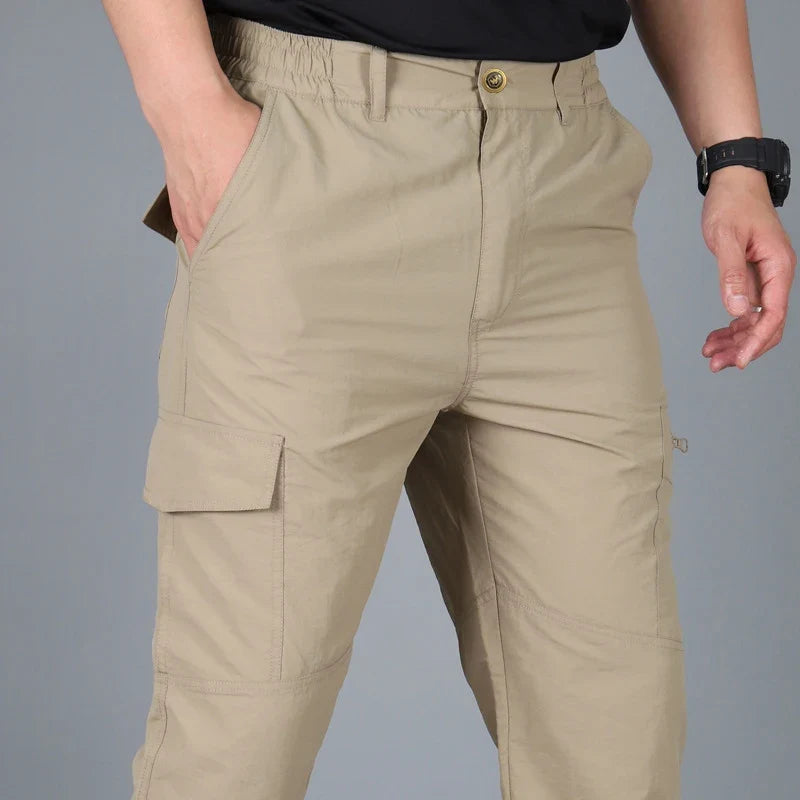 Men's Summer Tactical Cargo Pants - Lightweight Waterproof Multi-Pocket Outdoor Hiking Trousers