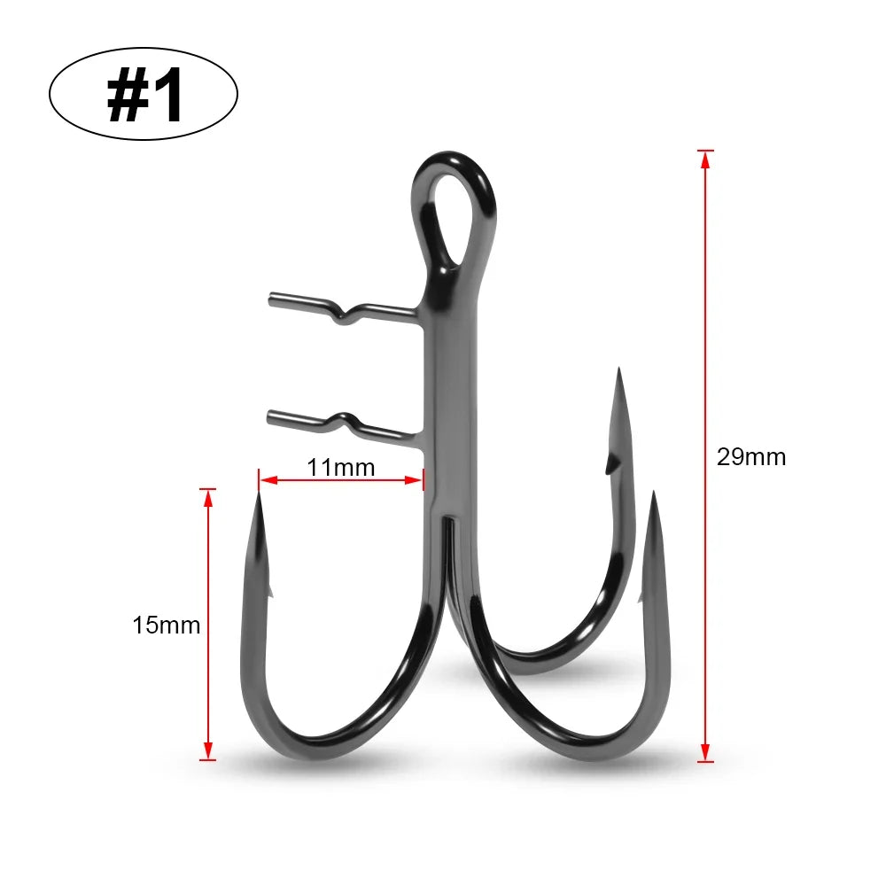 Rosewood Treble Fishing Hook with Holder - Extra Sharp Barbed Triple Hooks for Soft Swimbaits & Rubber Baits