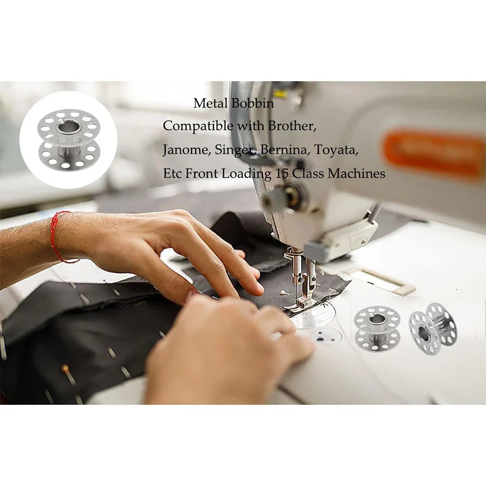 25PCS Metal Sewing Bobbins Set - Visible Mesh Storage Box for Singer Brother DIY Sewing Machine Accessories