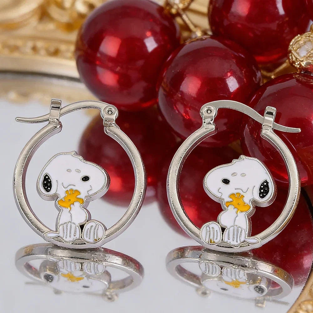 Snoopy Dog Earrings - Cute Puppy Cartoon Jewelry for Women, Anime Lover Holiday Gift