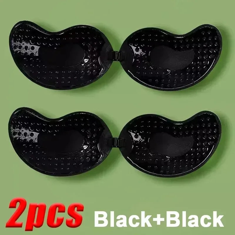 1/2pcs Invisible Women’s Push-Up Bra – Backless Strapless Silicone Self-Adhesive Front Placket Underwear