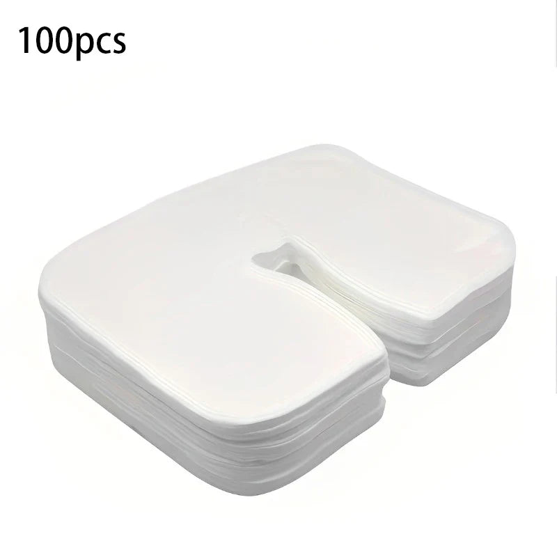 500/100PCS Disposable Face Cradle Covers – Soft Non-Woven Headrest Paper for Massage, Spa & Salon Beauty Supplies