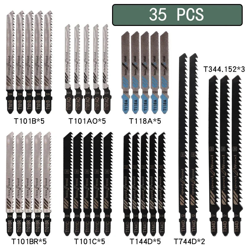 T-Shank Jigsaw Blade Set - 10/20/35/48PCS HCS Saw Blades for Wood Plastic Metal Cutting Tools