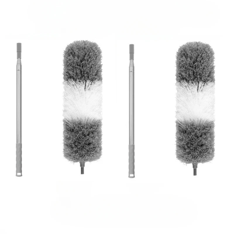 2.8M Extendable Microfiber Duster - Curved Ceiling Cleaning Brush with Electrostatic Dust Collector Pole