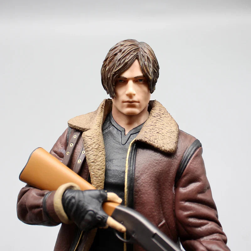 33cm Leon Zombie Hunter Leather Anime Figure – Boys’ Action Model Doll & Desk Decoration Statue