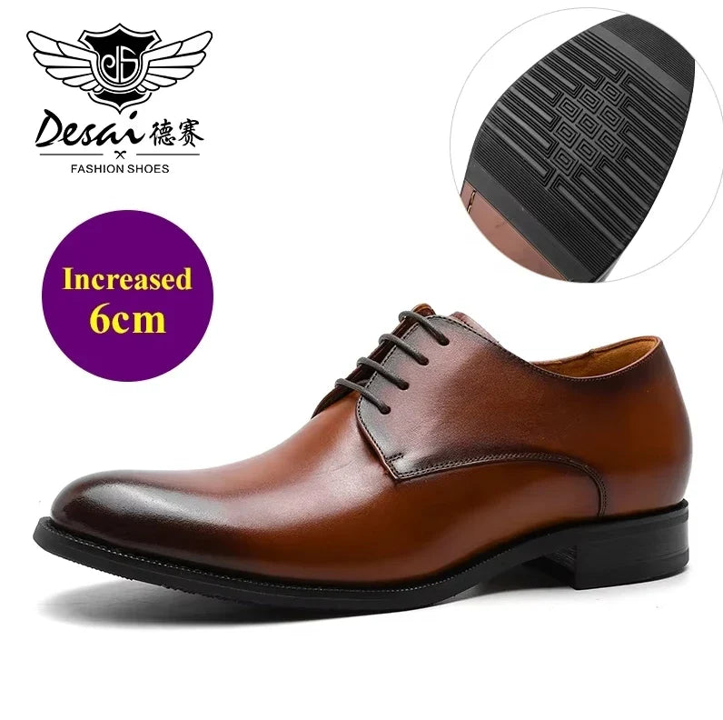 Men’s Full Grain Leather Derby Shoes - Minimalist Formal Business Lace-Up Dress Shoes