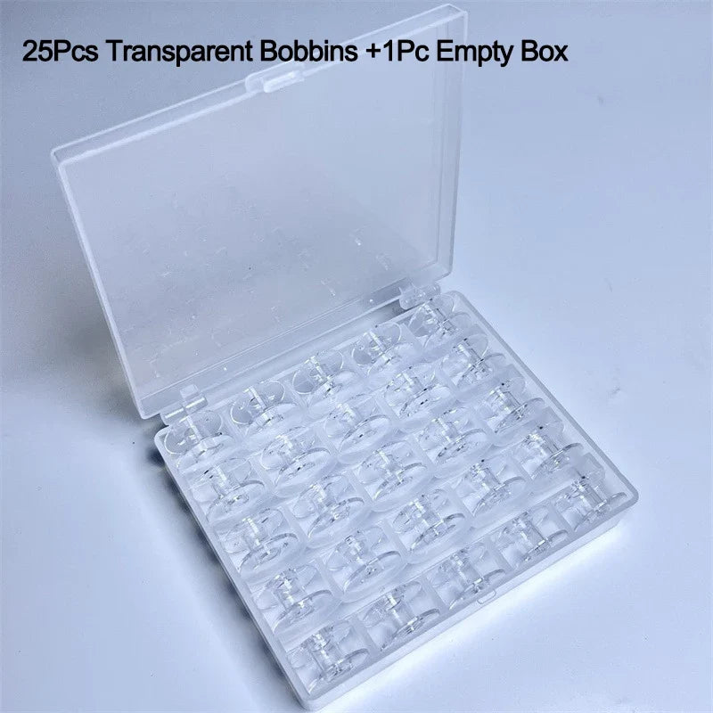 25-Spool Bobbin Storage Box - Plastic Sewing Machine Bobbin Case & Organizer