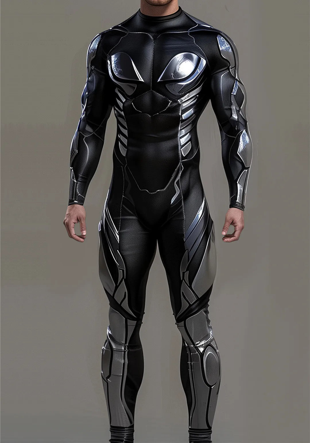 Cyberpunk Mechanical Armor Jumpsuit - Futuristic Steampunk Fighter Cosplay Bodysuit for Halloween & Costume Parties
