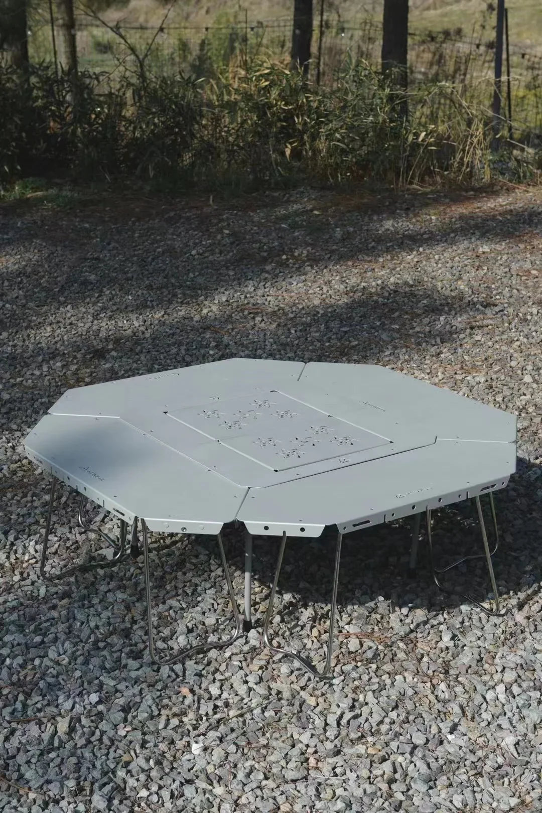 Homful Outdoor Multifunctional Stainless Steel Round Table β Foldable BBQ & Campfire Table for Camping