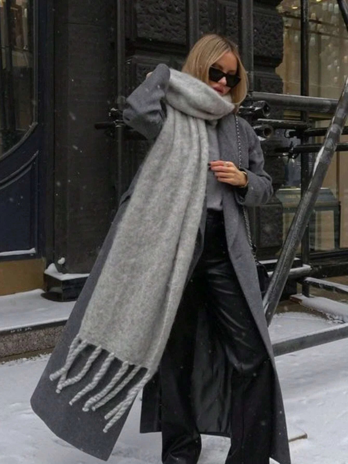 2025 Women’s Winter Scarf – Thick Warm Pashmina Shawl Wrap, Solid Color Cashmere Tassel Hijab Stole