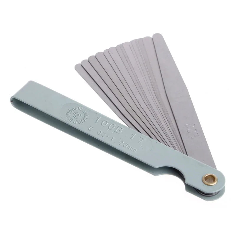 Feeler Gauge 17 Blades Metric 0.02-1.00mm — Precision Gap Measurement Tool for Engine Valve Adjustment