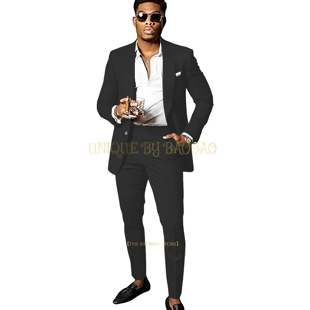 Men's Brown 2 Piece Suit - Shawl Collar Single Breasted Tuxedo Blazer & Pants Set For Wedding, Business & Formal Events