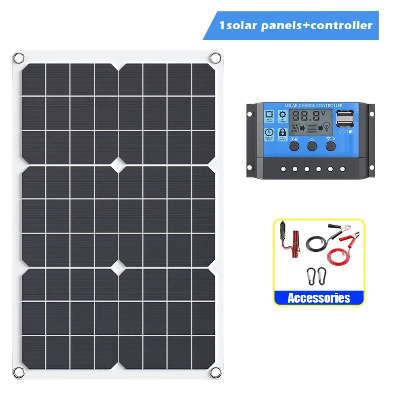 1000W Solar Power System Kit - 600W Solar Panel, 12V to AC 110V/220V Inverter & 100A Charge Controller