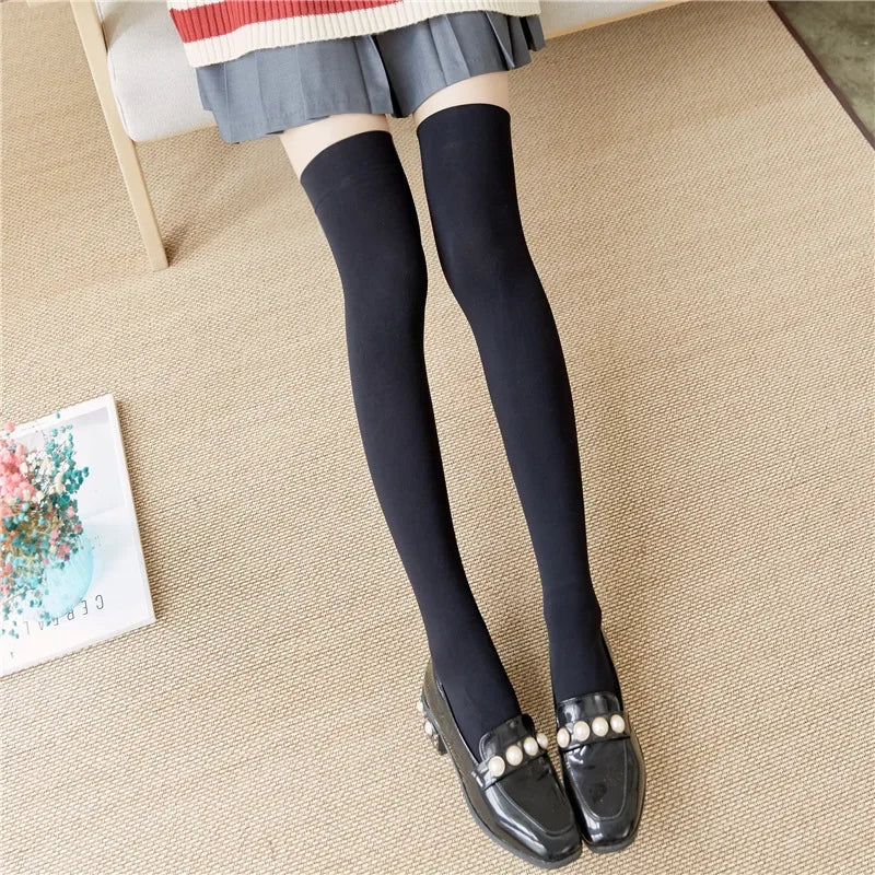Ultrathin Women’s Silk Stockings – Nylon Over-the-Knee Socks for Ladies, Black & White, Summer to Winter, Thigh-High Skinny Legs