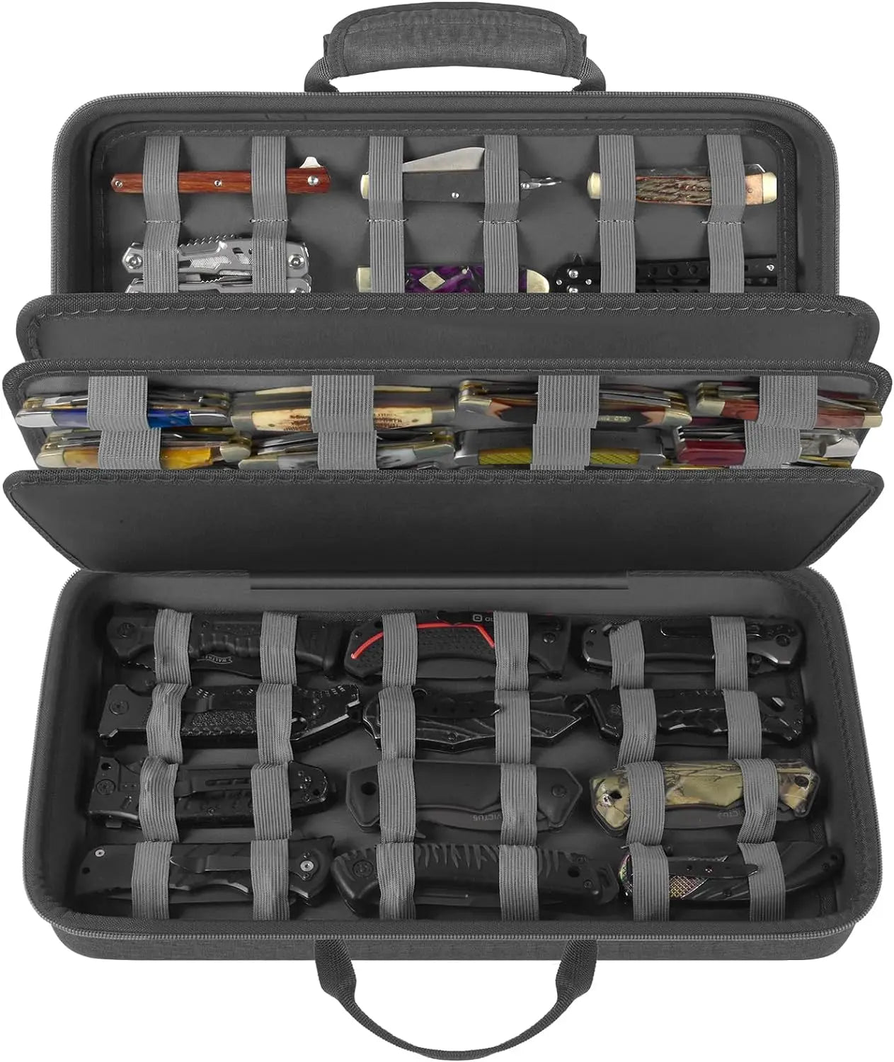 Knife Display Case – Storage Box for 66+ Pocket Knives & Butterfly Knives