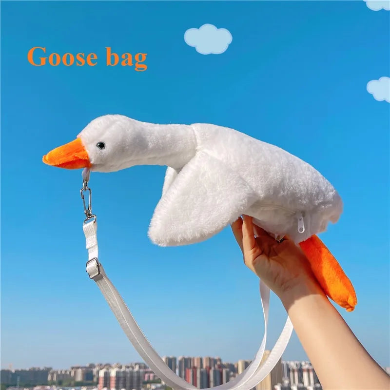 Fur Chicken Plush Bag โ Funny Ugly Hen Shaped Handbag, Kawaii Satchel Purse with Pendant Keychain for Women Birthday Gifts