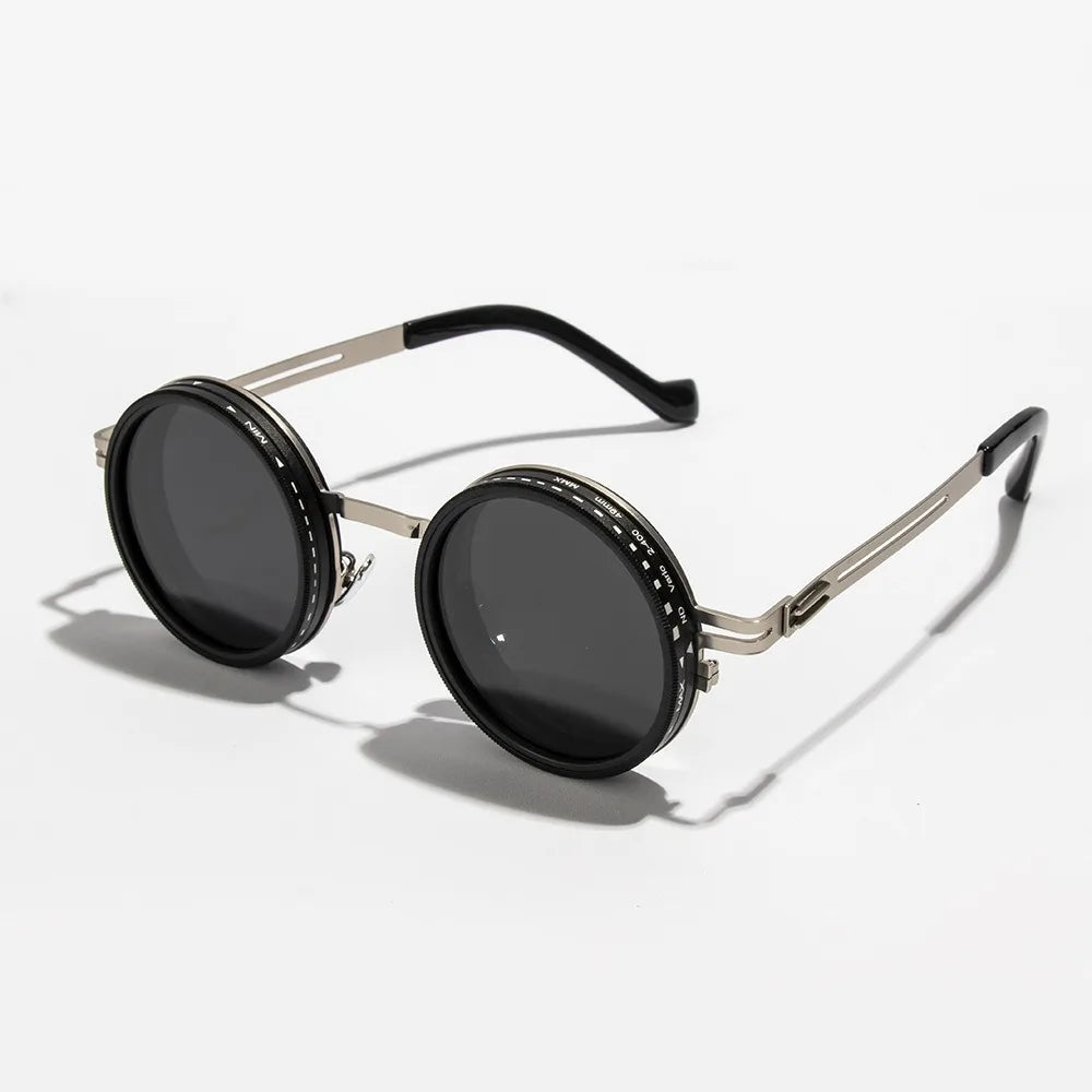 2025 Unisex Handmade ND9 Adjustable Sunglasses – Rotating Lenses with Dimming & Brightness Control
