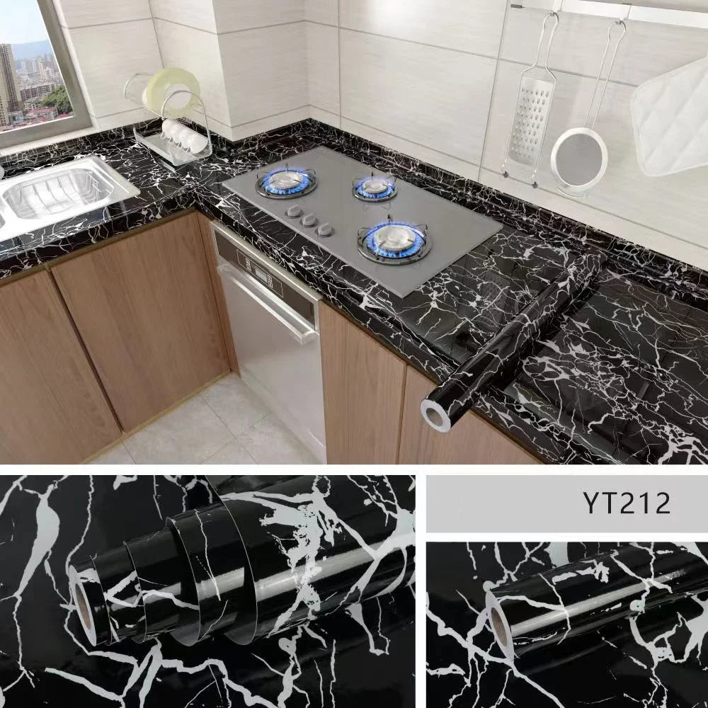 40cm PVC Marble Wall Sticker - Waterproof Oil-Resistant Self-Adhesive Kitchen Decor