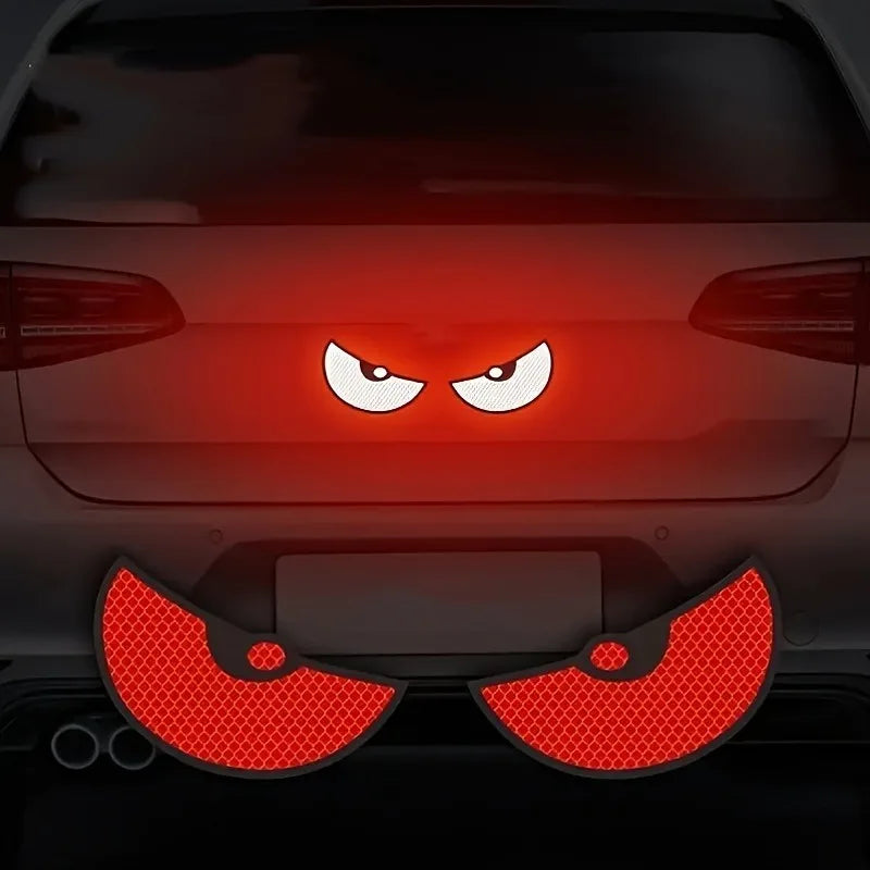 2PCS Demon Eye Reflective Stickers — Car & Motorcycle Safety Decals to Improve Night Visibility
