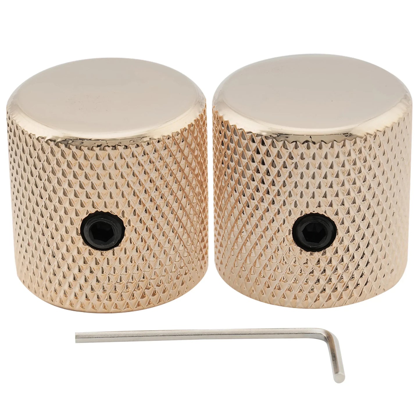 Musiclily Pro Steel Guitar Knobs - 1/4 Inch Fine Knurled Flat Top Control Knobs with Set Screws for Bass & Electric Guitar