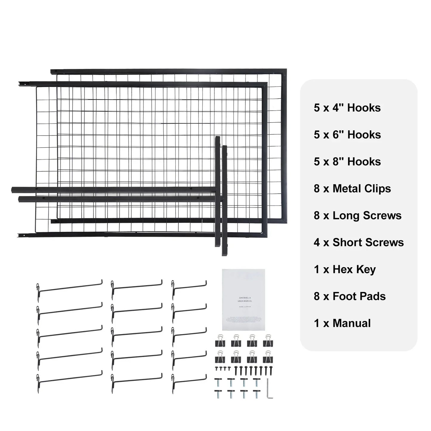SucceBuy Double-Sided Grid Wall Panels – Wire Display Racks with Hooks for Art, Crafts & Retail Shops